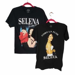 Selena set of 2 Black Printed Cotton T-shirts size *Small